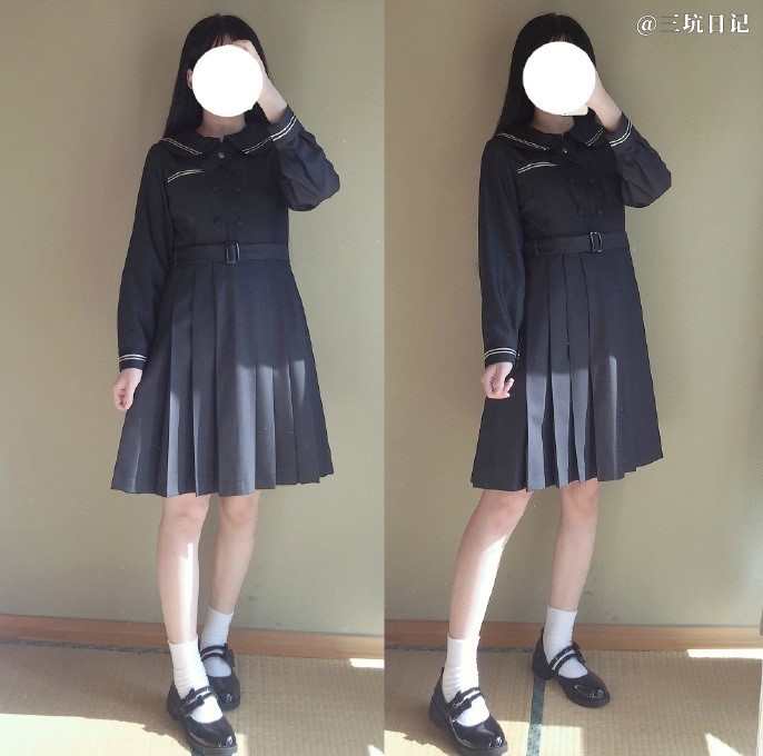 中牌制服馆银松乃川碳灰黑色连衣裙照片图片2